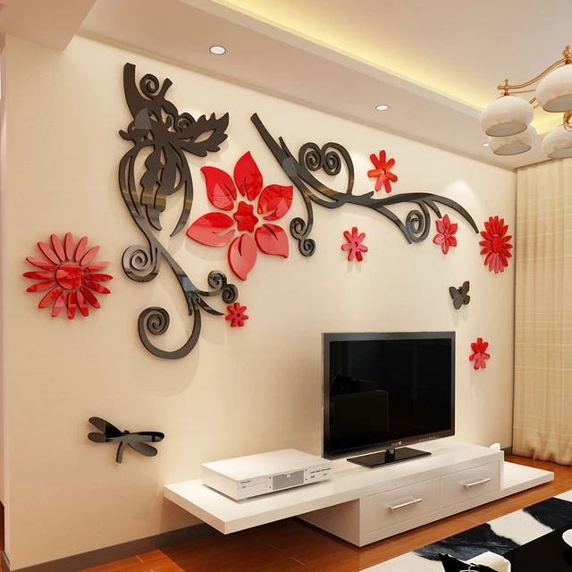 Wall Stickers Home Decor Living Room Tree  Tree 3d Acrylic Crystal Wall  Sticker - 3d - Aliexpress