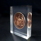 Clear Acrylic Souvenir Coin Paperweight Lucite Coin Embedding