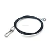 Coated black PVC steel wire rope with single action non-locking carabiner and stamped eye