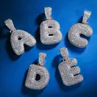 KRKC&CO Hip Hop White Gold Iced Out Bubble Letter Pendant Alphabet Pendant Diamond Custom Letter Pendant