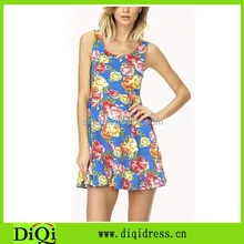 Rose print guangzhou summer skater essential dress Teen