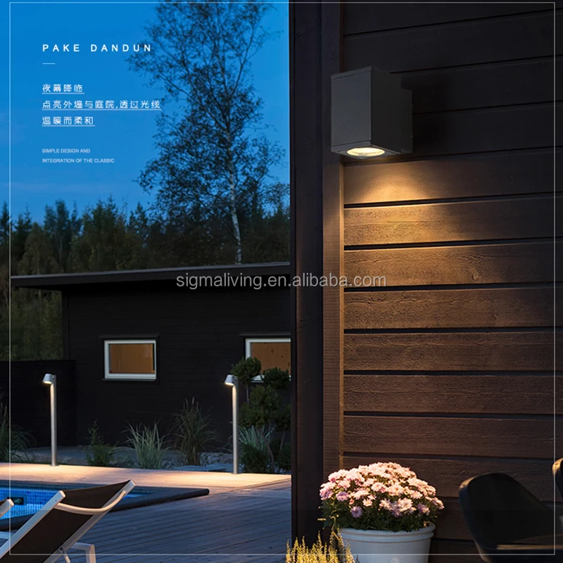 Outdoor light garden wall hanging lamp black cast aluminum led light