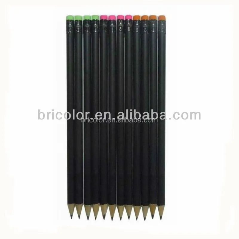 Thin Black Pencil With Colored Eraser