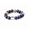2019 Factory price jewelry with engrave logo of lapis lazuli stone beads bracelet