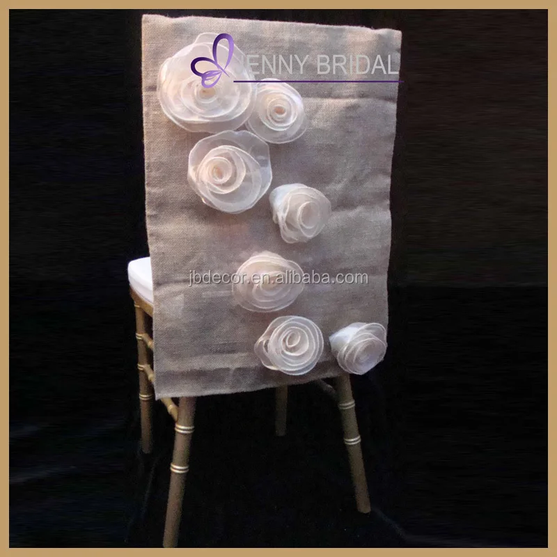 C027A novel design organza flowers square top burlap chair sash and wedding covers