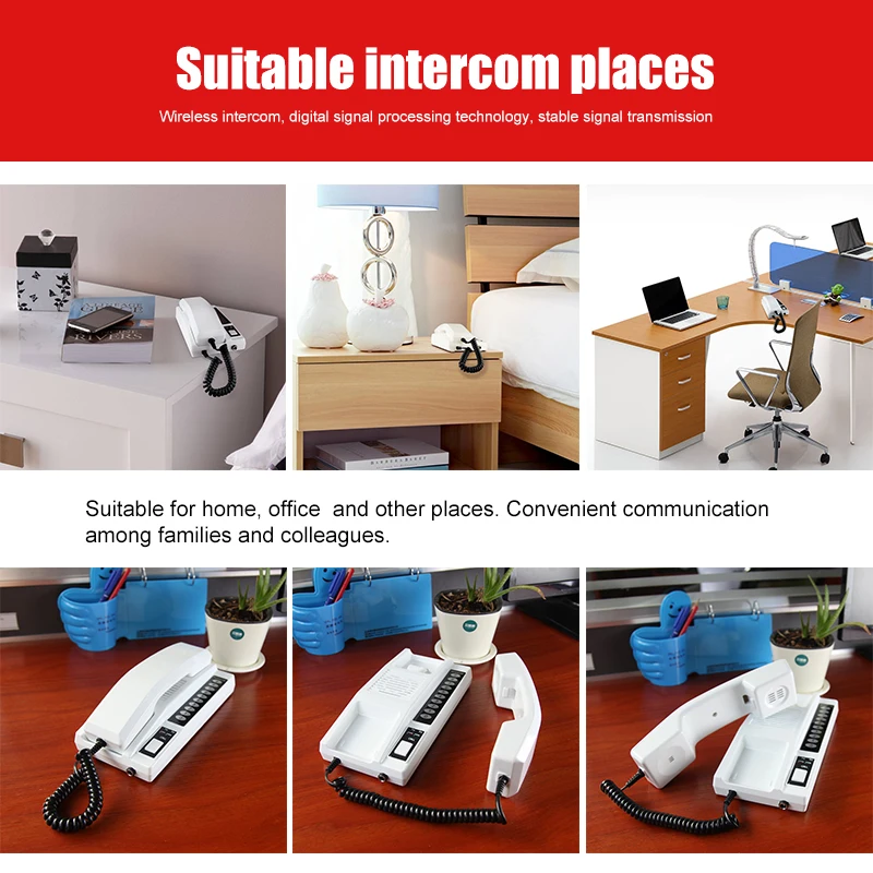 Handsets Wireless Audio Intercom for Hotel Support max 128 units with built-in rechargeable battery