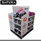 4 side Floating Pop Floor Stand Shelf Folding Free Standing High Quality Cardboard school bag pallet display with pockets