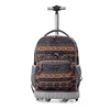 Offset printed trolley rolling backpack bag, sublimation damask chevron wheeled luggage roller laptop school back pack rucksack