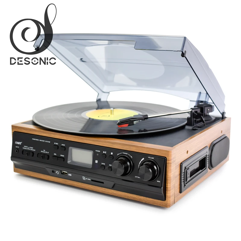 Desonic Vinyl LP Record Turntables Player Cassette Player AM FM Radio USB/SD Player W/ Remote Control Built-in Speaker Aux-in, Black/ mahogany / walnut or customized
Desonic Vinyl LP Record Turntables Player Cassette Player AM FM Radio USB/SD Player W/ Remote Control Built-in Speaker Aux-in, Black/ mahogany / walnut or customized