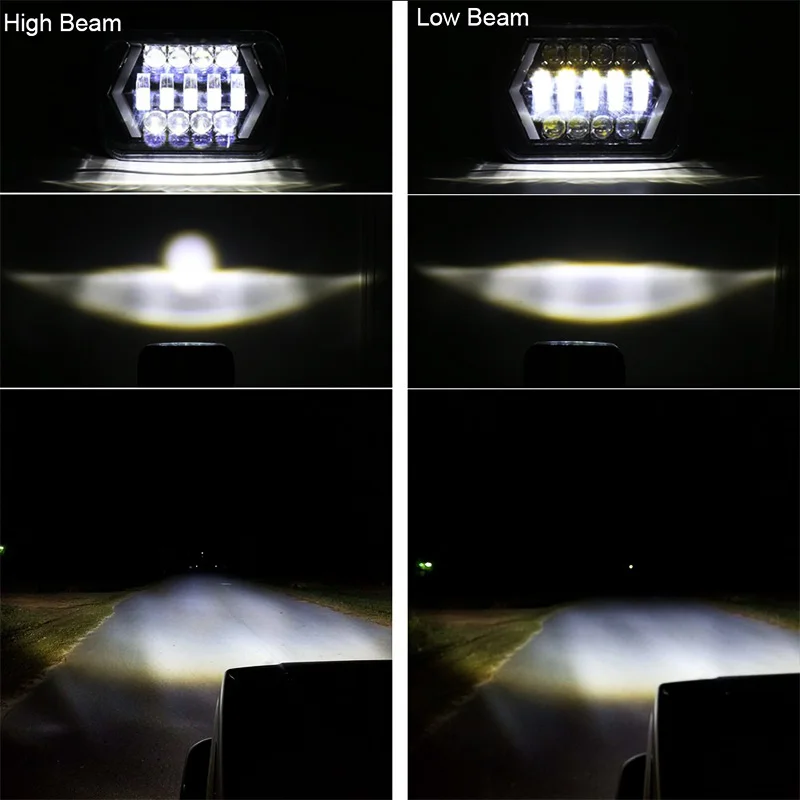 FADUIES 5x7 inch Square LED Headlamp Arrow Angel Eyes DRL Turning Replaces H6054 H5054 H6054LL For Trucks Jeep Wrangler XJ YJ (4)