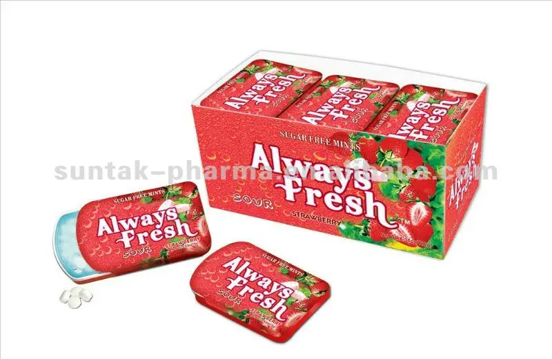 Confectionery Sugarless Strawberry flavor Mint Candy