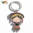 Custom cute hmong girl cartoon metal keychain