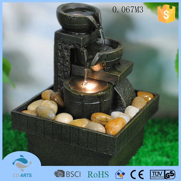 Polyresin 3 tier led light illuminated fountain