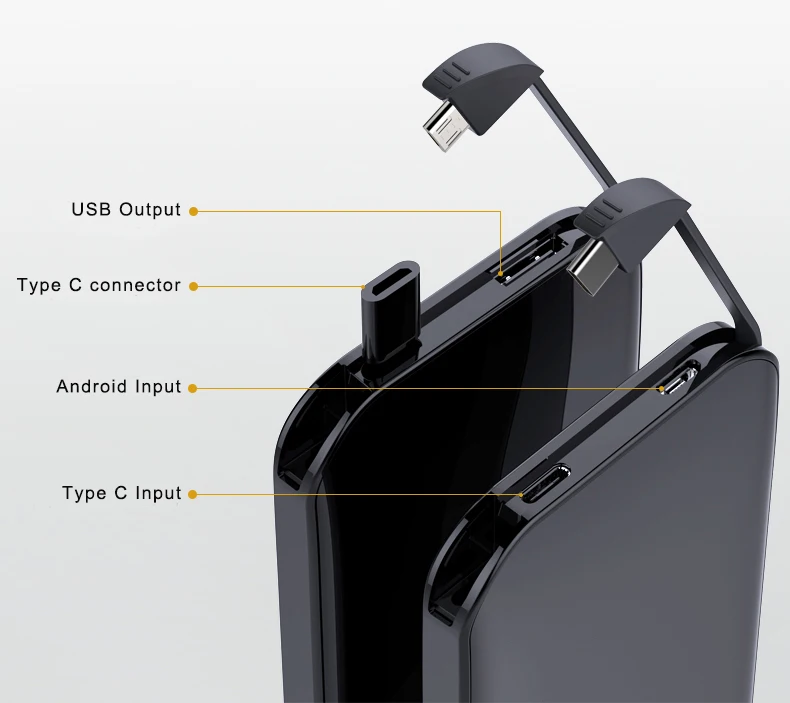 Built-in 2 cables wireless power bank quick charger mobile phone fast charging portable powerbank - ANKUX.COM