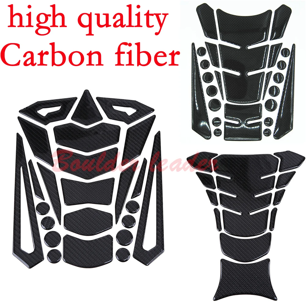 PoeHXtyy 1Pc Universal Motorcycle 3D Carbon Fiber Gel Gas Fuel Tank Protector Pad Sticker Decal