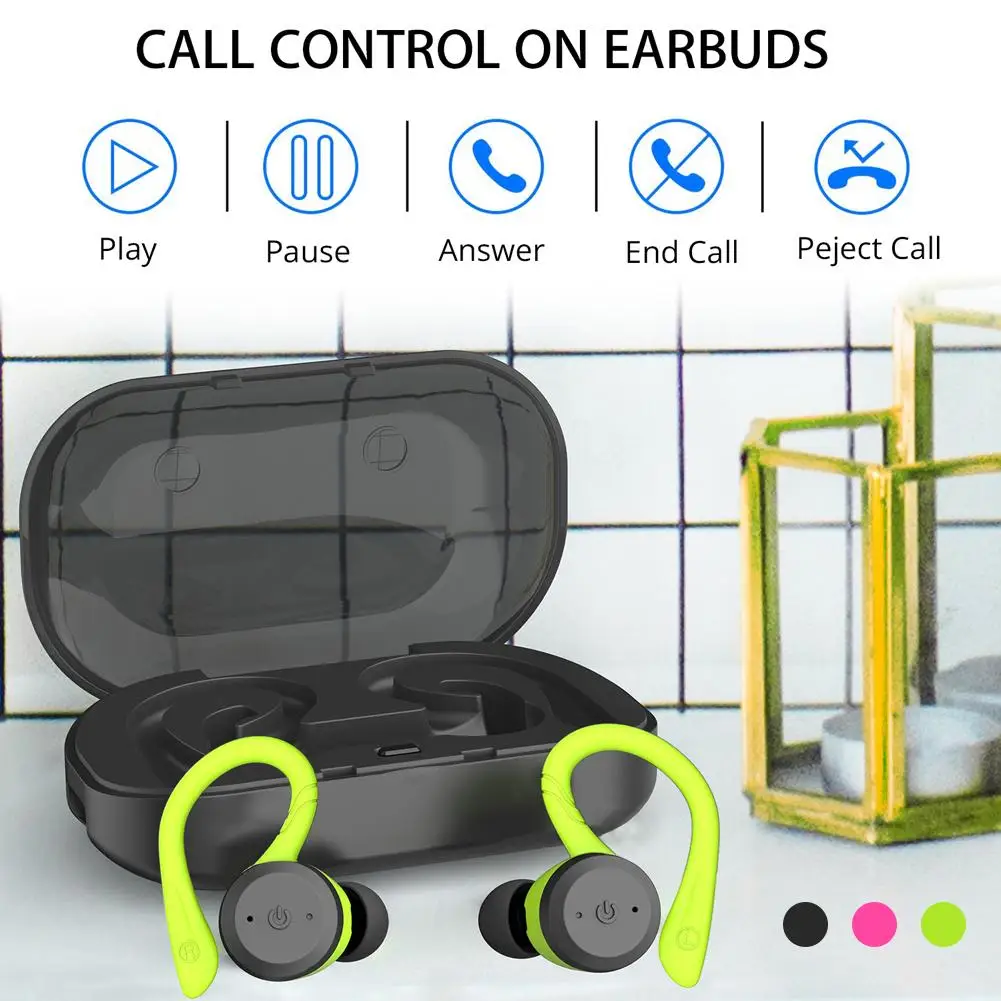 BE1018 Bluetooth 5.0 TWS Wireless Earphone IPX7 Waterproof Ear-mounted In-ear Noise Reduction Ear Plugs With Micr Charging Box - ANKUX.COM