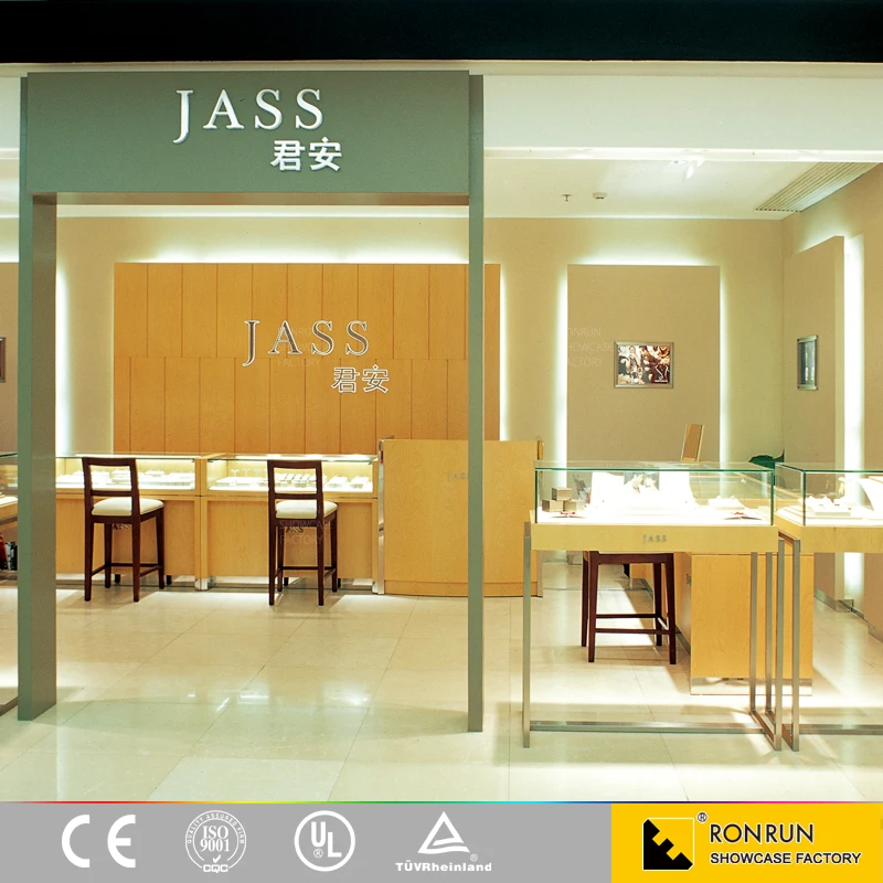 Professional customize jewelry display cases showcase furniture for jewellery showroom designs