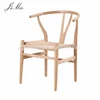 Wholesale Furniture PU Seat Simple Hans Wegner Wishbone Teak Bent Solid Wood Arm Frame Y Wishbone Chairs Restaurant