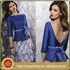 VL110 Gorgeous Plus Size Half Sleeve Lace and Satin Royal Blue Knee Length Backless Mother of the Bride Dress
