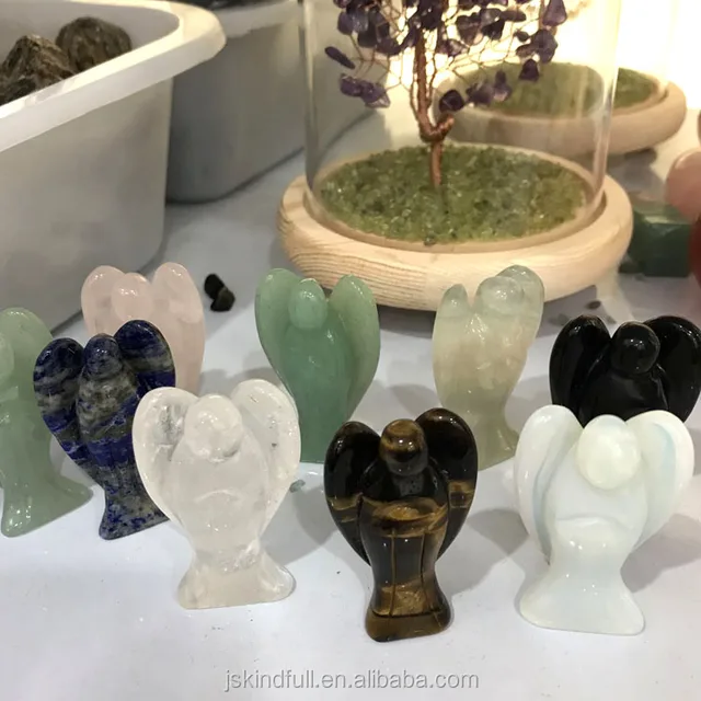 and obsidian stone crystal angel figurines for crystal gift