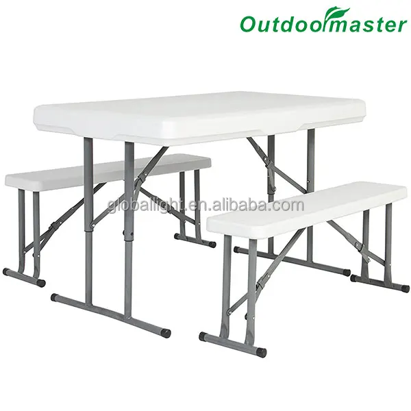 Garden Steel Folding Plastic Portable Picnic Table with Bench
