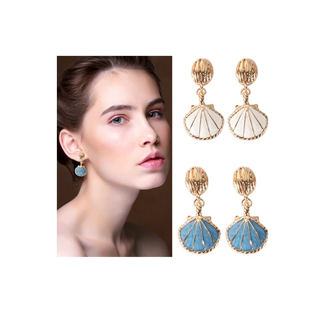 Summer Fashion Gold Shell Drop Earrings Colored Scallop Shell Earrings for Beach Jewelry
Summer Fashion Gold Shell Drop Earrings Colored Scallop Shell Earrings for Beach Jewelry