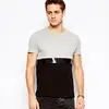 color combination t shirt with leather look printed stripe