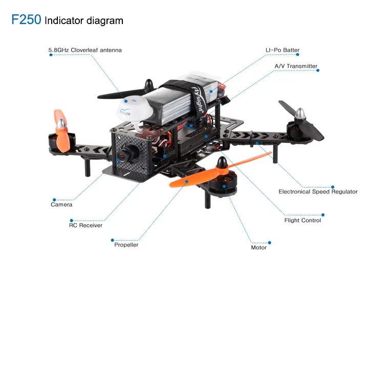 Flysight Speedy F250 V1.0 FPV Racer quadcopter rc camera drone with hd camera