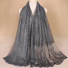 Plain color lace blend hijab scarf 2019 women niqab muslim khimar