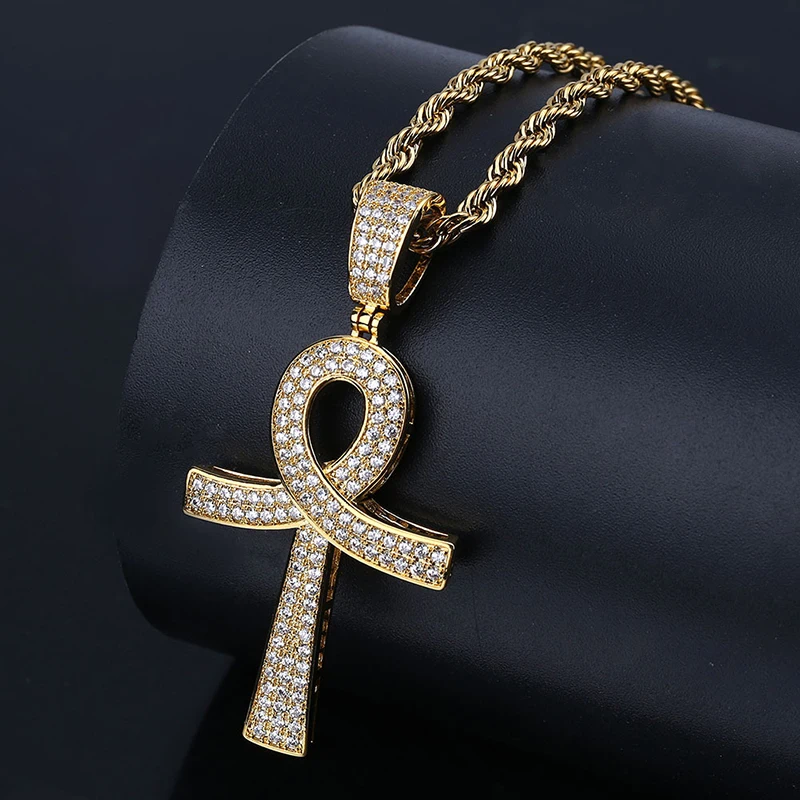 Hip Hop Bling Zircon Ankh Cross Pendant Necklace 316L Stainless Steel Necklaces Pendants for Men Jewelry (KHP052), As picture
Hip Hop Bling Zircon Ankh Cross Pendant Necklace 316L Stainless Steel Necklaces Pendants for Men Jewelry (KHP052), As picture