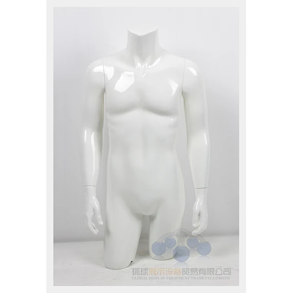 Matte white half-body display male torso on sale