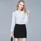 Womens Full Cuffed Sleeve Spandex / Polyester Printed V Neck Casual Blouse Shirt Tops