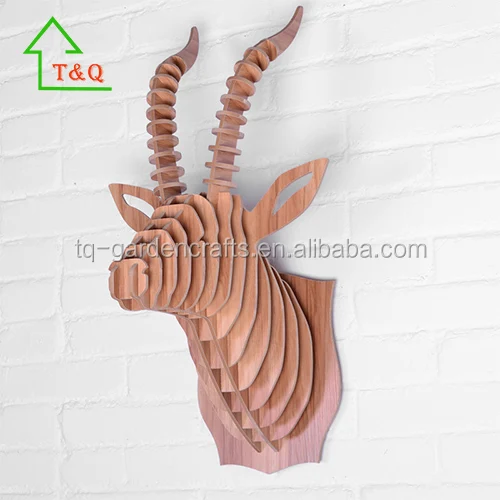 Wooden Goat Animal Head 3D Wall home hotel lobby wall decoration