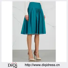 Wholesale Women Apparel Pleated Sid Slip Pockets Cotton Blend Skirt(DQE0343SK)