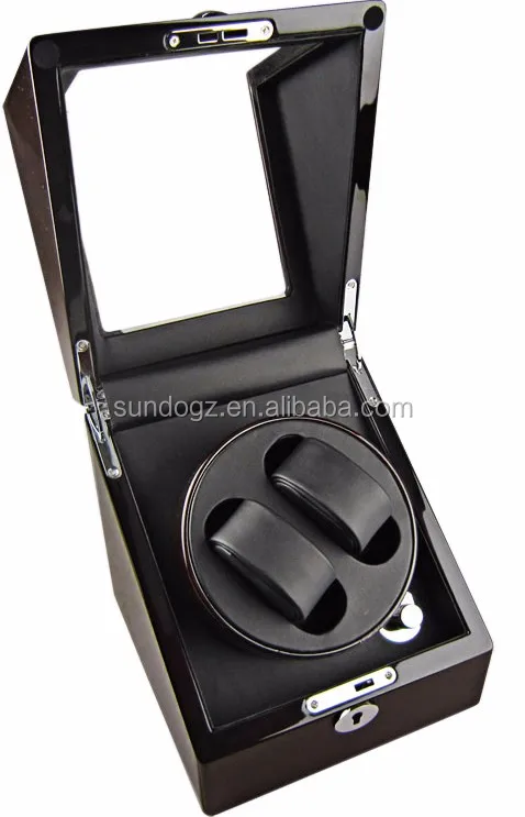 mdf wood auto rotating watch winder box with acrylic window