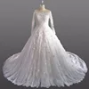 Muslim Bridal Wedding Dress Long Sleeve Alibaba Wedding Dresses Long Trail With A lot Beads And 3D Flowers