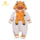 Cheap Infant Baby In Winter Clothes Romper Crawling Clothing Animal Hooded Baby Newborn Romper Suit
