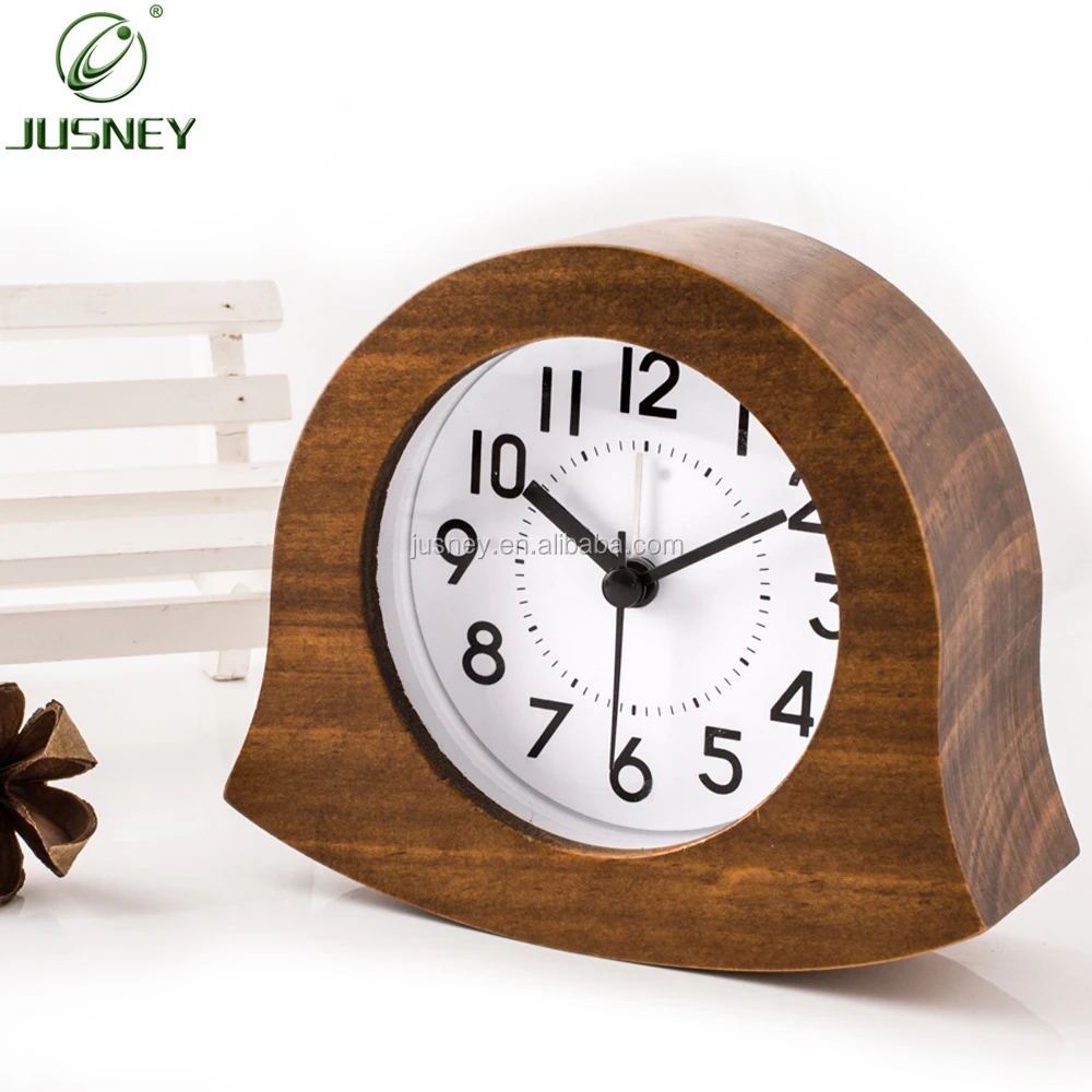 Unique Shape Handmade Wooden Silent Bedroom Nightlighttable Alarm