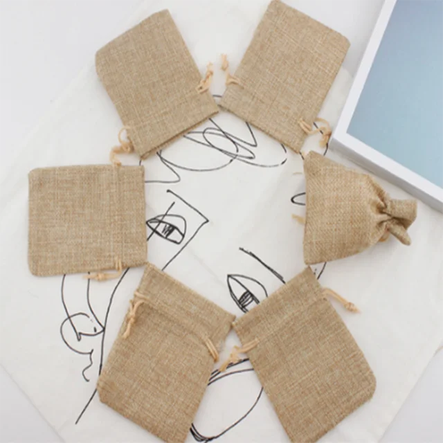 silk printing drawstring gift pouch bag linen perfume pouch
