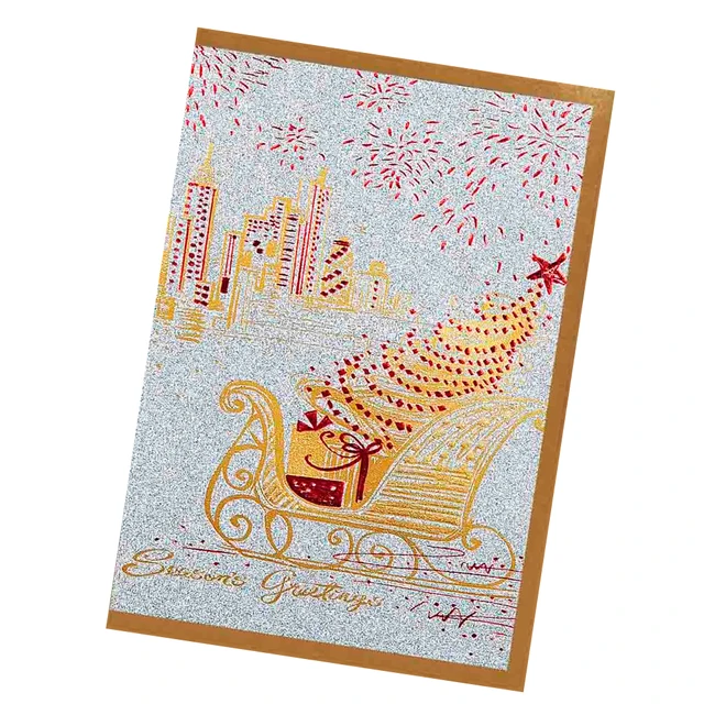 glitter paper gold foil deluxe handmade christmas greeting card