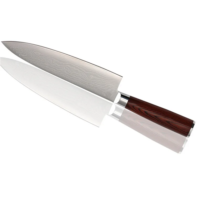 High quality 8'' chef damascus steel knife with wood handle