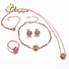 Rose gold 4 jewelry set round druzy set adjustable ring 8mm stone druzy agate jewelry set