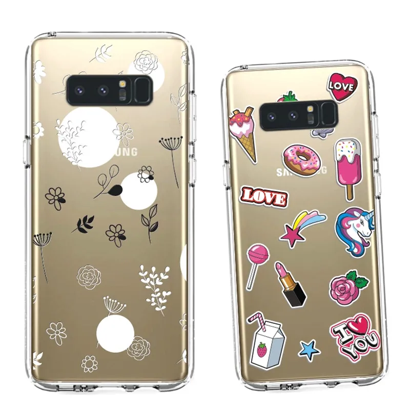 Marble Patterned For Samsung Galaxy Note 8 TPU Case Phone S8 S7 Edge Soft Flexible Slim Fit Protective Cover for Samsung Note 8 Case For Samsung Galaxy Note 8 Case White Henna Mandala Floral Lace Clear Design Printed Transparent Protective Phone Cover TPU Case for Galaxy Note 8