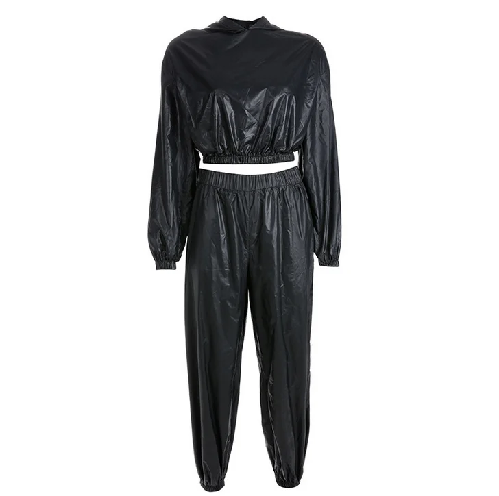 X87304B 2018 loose women casual clothing set ladies pu leather hoodies suits, As pictures
X87304B 2018 loose women casual clothing set ladies pu leather hoodies suits, As pictures