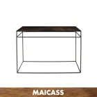 Simple design black metal wooden top console table