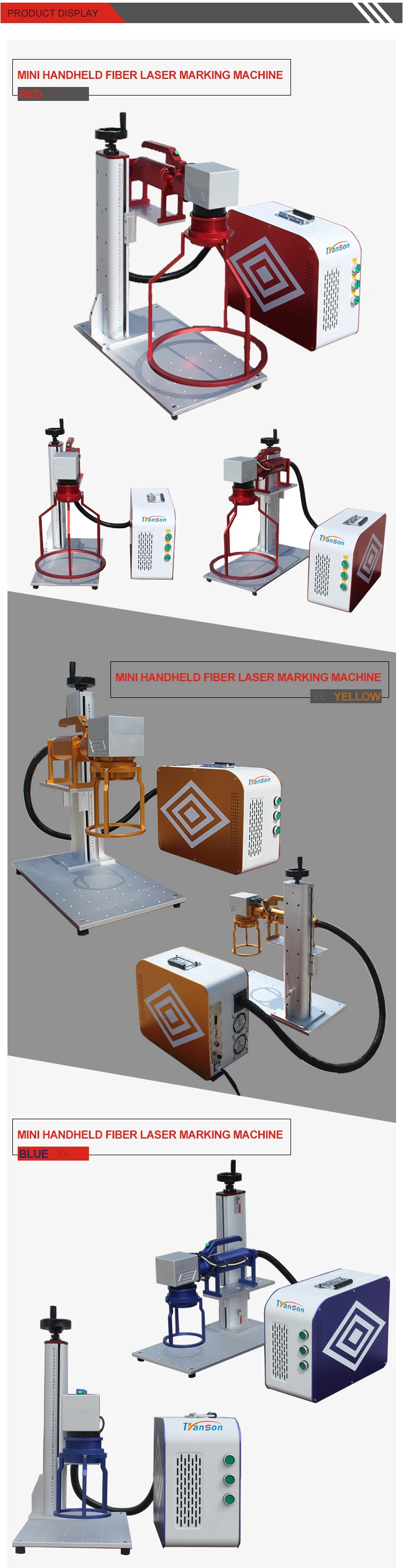 Hot sale 50W CNC Mini handle Fiber Laser Marking Machine mark on big machine wall