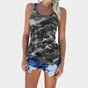 Europe and the new summer fashion all-match camouflage sleeveless vest female women top prints T-shirt