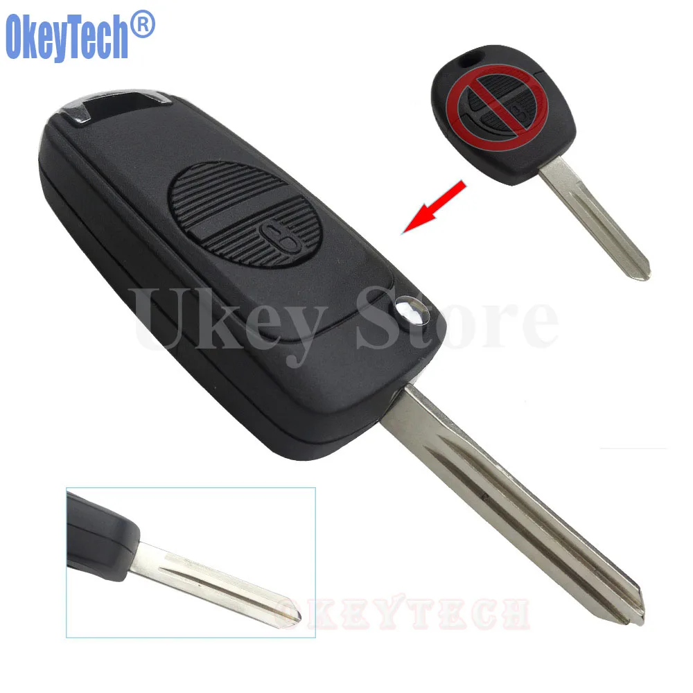 OkeyTech Replacement 2 Button Flip Remote Key Shell Modified For Nissan Primera Micra Terrano Almera X-trail A33 Blade Key Case