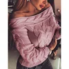 Sexy Off The Shoulder Tops Autumn Fashion Long Sleeve Knitted Sweater Women