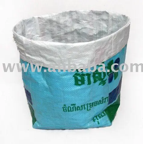 Eco Recycled Plastic 'rice bag' Storage Basket